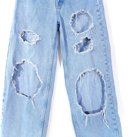 URBAN OUTFITTERS BDG Baggy Boyfriend High Rise Destroyed Jeans 90s Light Wash 27 - Picture 3 of 12